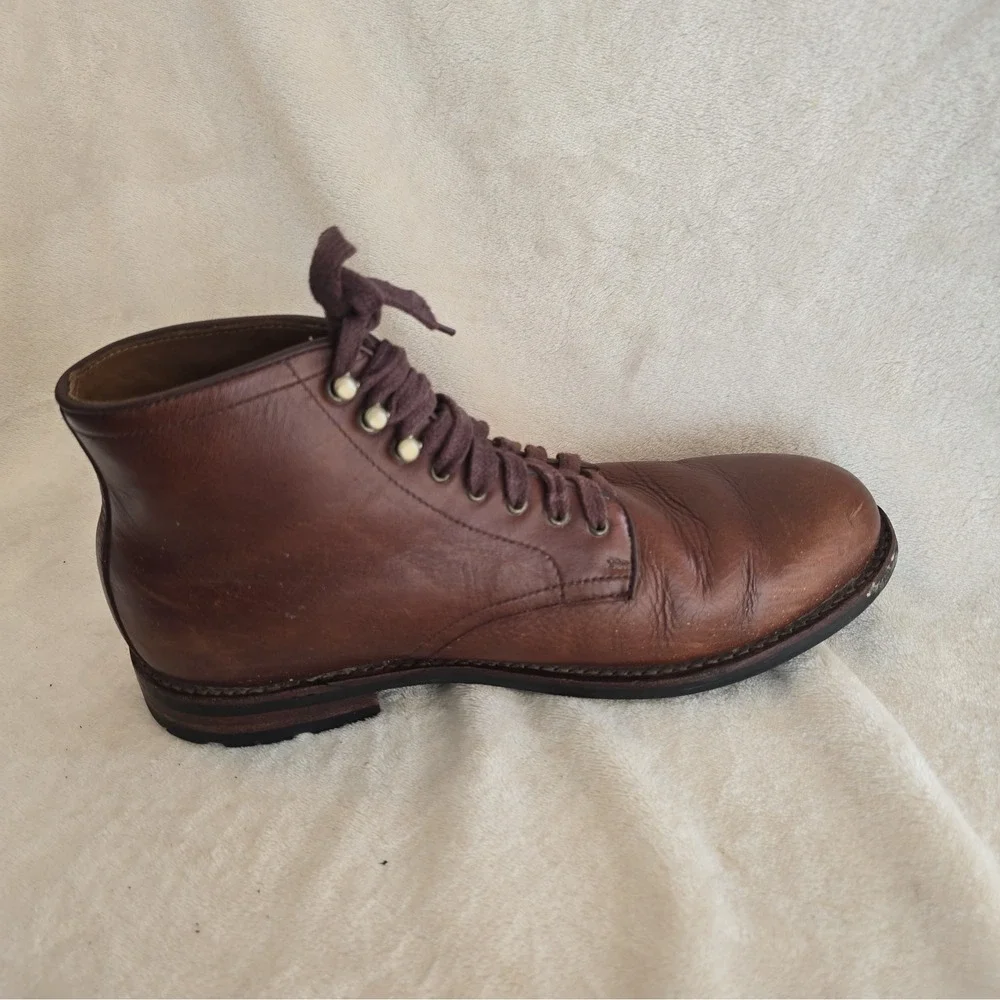 J Crew Kenton Plain-toe Boot Leather Vibram Sole Brown Men's Size 10